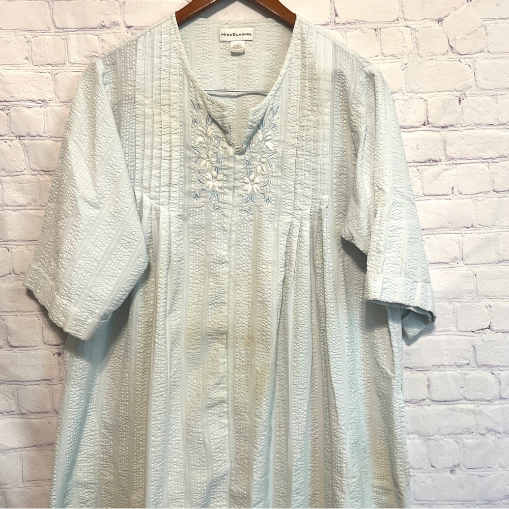 Miss Elaine Light Blue Embroidered Nightgown